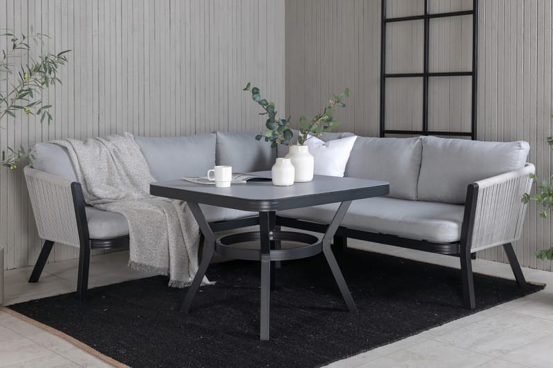 Virya Hjørneloungesæt med Hynder Sort - Venture Home - Altanmøbler - Sofagrupper udendørs - Loungesæt