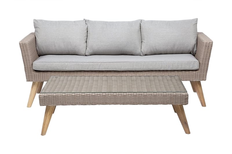 Vittoria xl Loungegruppe 120 cm - Træ / natur - Altanmøbler - Sofagrupper udendørs - Loungesæt