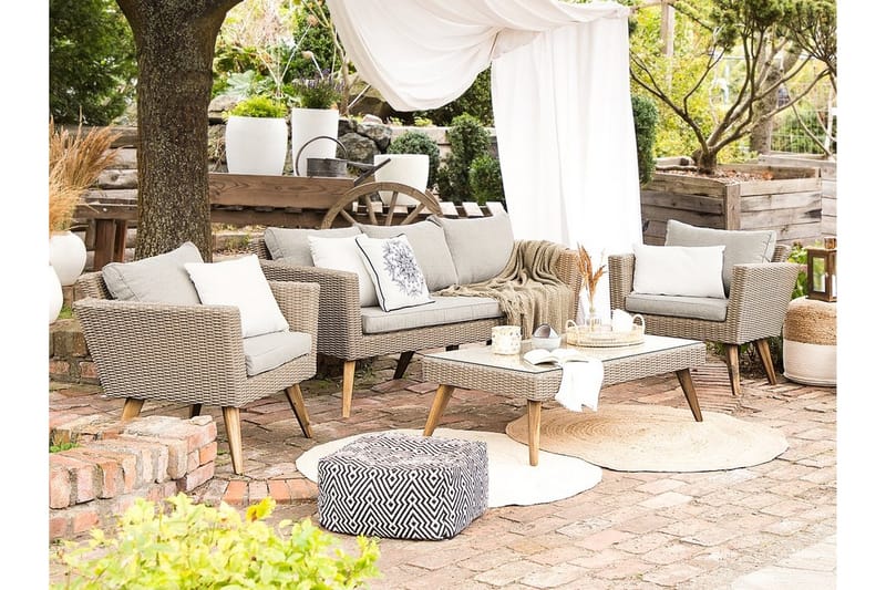 Vittoria xl Loungegruppe 120 cm - Træ / natur - Havemøbler - Loungemøbler - Loungesæt