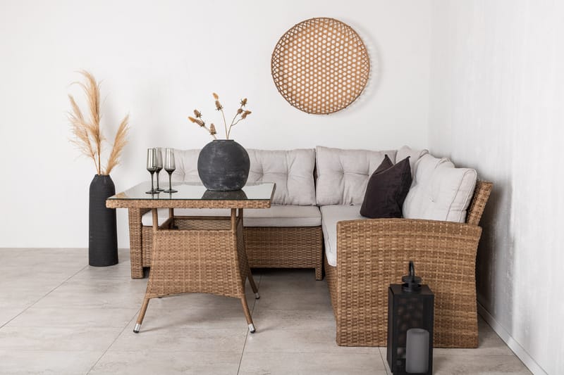 Watford Hjørnesofa med Bord Brun/Natur - Venture Home - Altanmøbler - Sofagrupper udendørs - Loungesæt