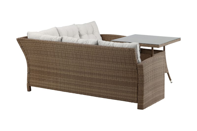 Watford hjørnesofa til udendørs brug med havebord - Brun/natur - Havemøbler - Loungemøbler - Loungesæt