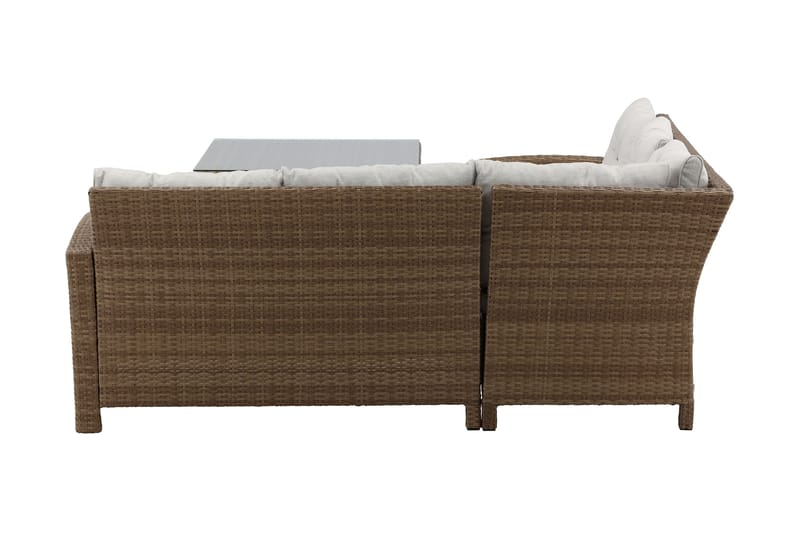 Watford hjørnesofa til udendørs brug med havebord - Brun/natur - Havemøbler - Loungemøbler - Loungesæt