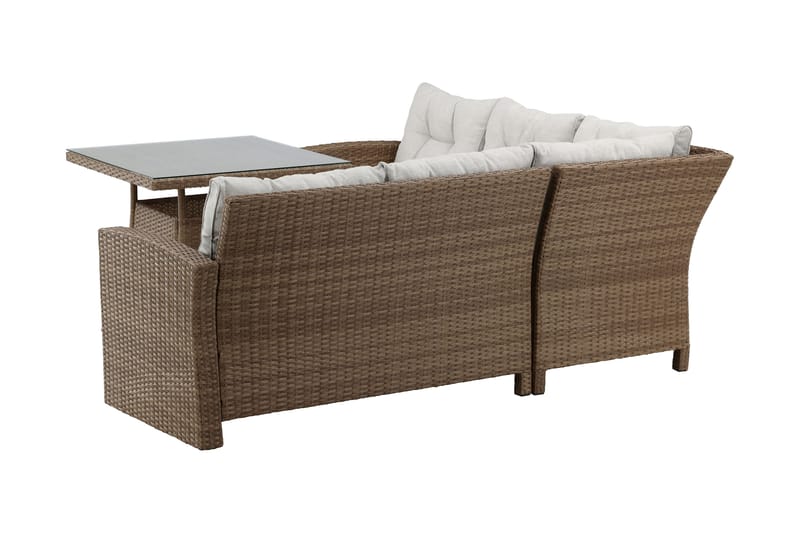 Watford hjørnesofa til udendørs brug med havebord - Brun/natur - Havemøbler - Loungemøbler - Loungesæt