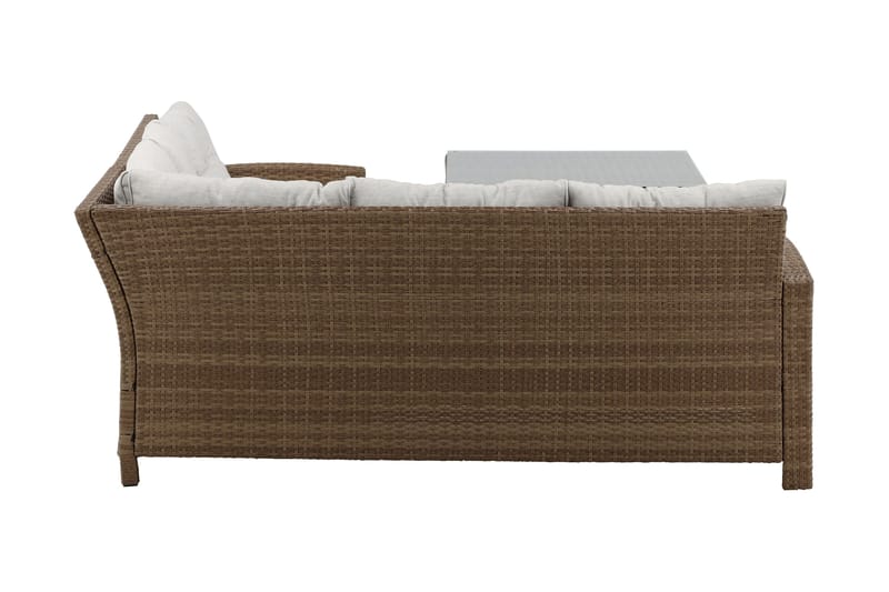 Watford hjørnesofa til udendørs brug med havebord - Brun/natur - Havemøbler - Loungemøbler - Loungesæt