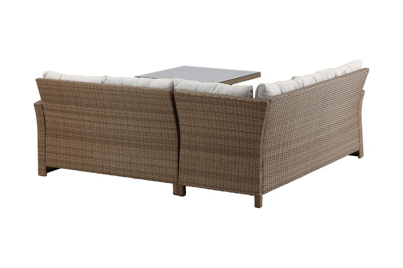 Watford hjørnesofa til udendørs brug med havebord - Brun/natur - Havemøbler - Loungemøbler - Loungesæt