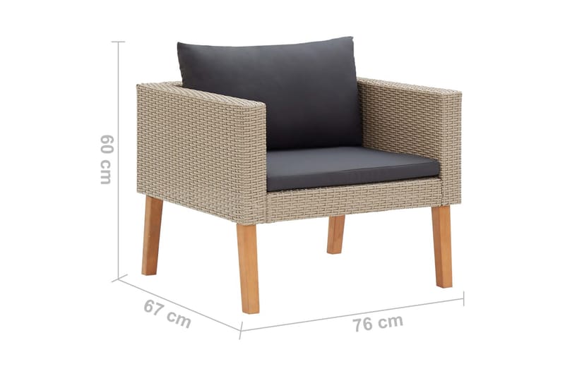 1-Personssofa Med Hynder Polyrattan Beige - Beige - Havemøbler - Loungemøbler - Loungesofaer