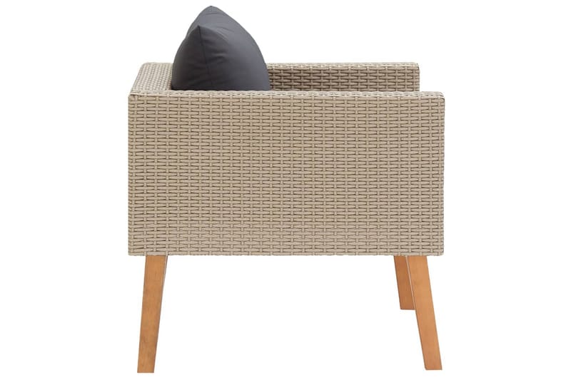 1-Personssofa Med Hynder Polyrattan Beige - Beige - Havemøbler - Loungemøbler - Loungesofaer