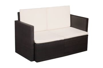 2-Personers Havesofa Med Hynder Brun Polyrattan - Brun - Havemøbler - Loungemøbler - Loungesofaer