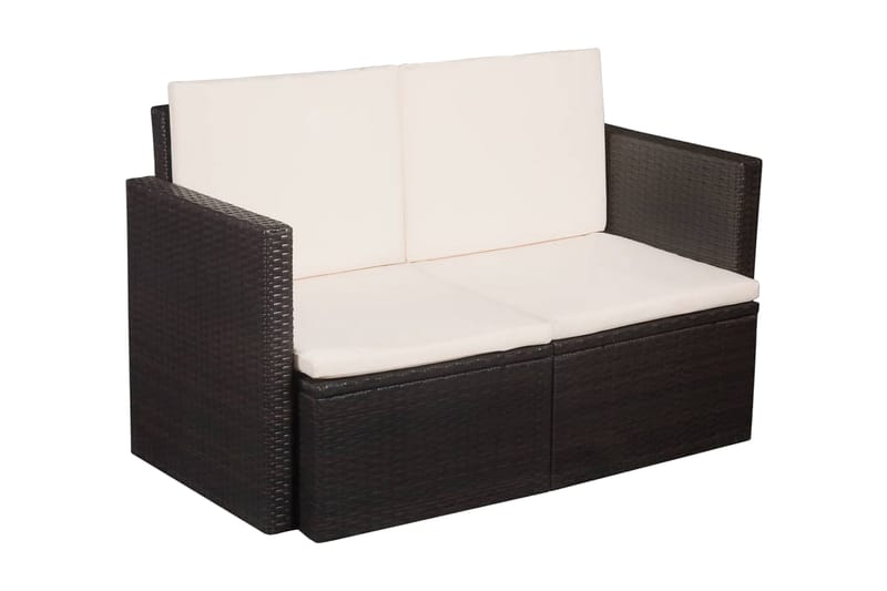 2-Personers Havesofa Med Hynder Brun Polyrattan - Brun - Havemøbler - Loungemøbler - Loungesofaer