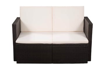 2-Personers Havesofa Med Hynder Brun Polyrattan - Brun - Havemøbler - Loungemøbler - Loungesofaer