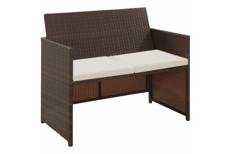 2-Personers Havesofa Med Hynder Brun Polyrattan - Brun - Havemøbler - Loungemøbler - Loungesofaer