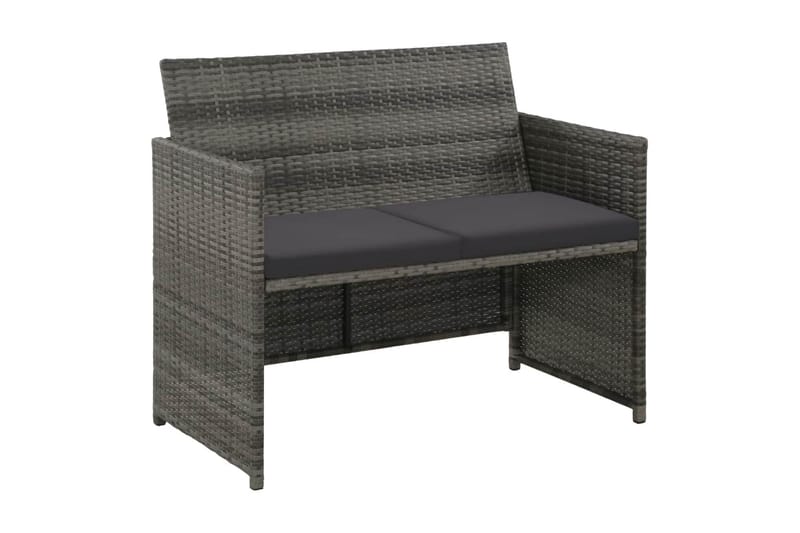 2-Personers Havesofa Med Hynder Grå Polyrattan - Grå - Havemøbler - Loungemøbler - Loungesofaer