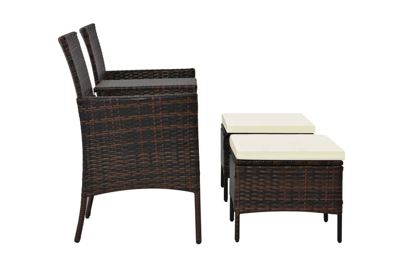 2-Personers Havesofa Med Bord Og Skamler Polyrattan Brun - Brun - Havemøbler - Loungemøbler - Loungesofaer