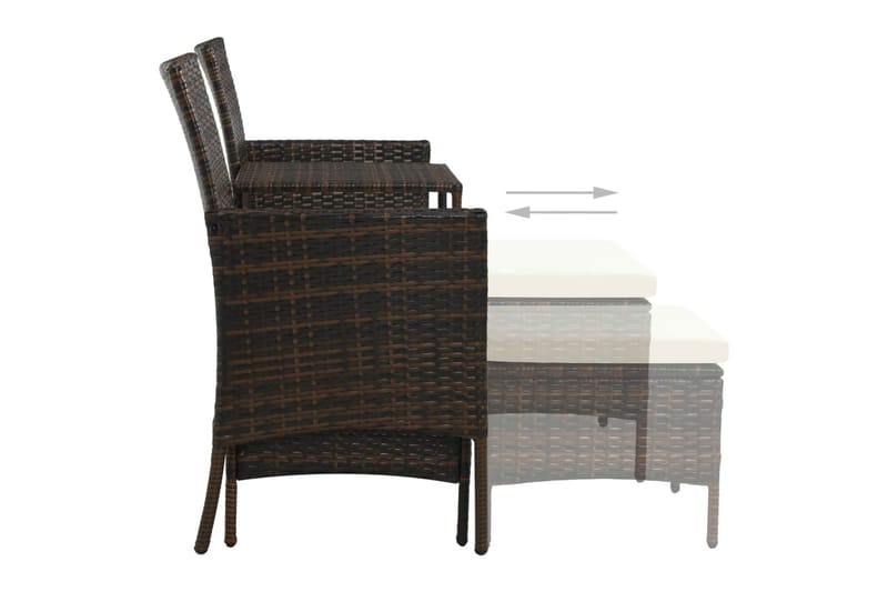 2-Personers Havesofa Med Bord Og Skamler Polyrattan Brun - Brun - Havemøbler - Loungemøbler - Loungesofaer