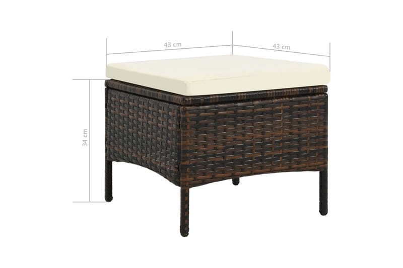 2-Personers Havesofa Med Bord Og Skamler Polyrattan Brun - Brun - Havemøbler - Loungemøbler - Loungesofaer