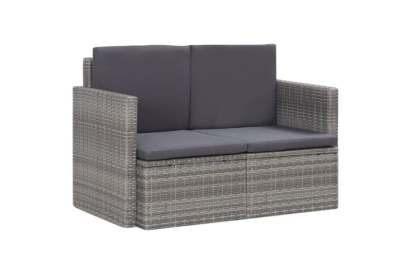 2-Personers Havesofa med Hynder Polyrattan Grå - Grå - Havemøbler - Loungemøbler - Loungesofaer