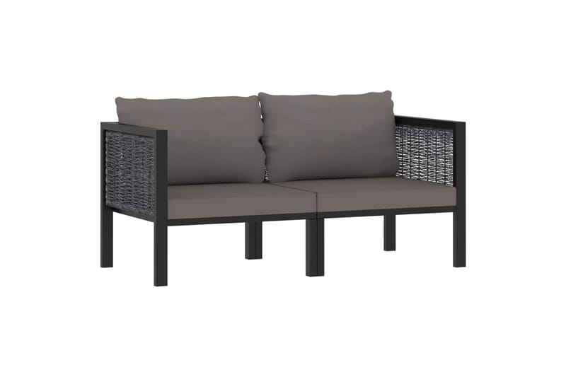 2-Personers Sofa Med Hynder Polyrattan Antracitgrå - Havemøbler - Loungemøbler - Loungesofaer