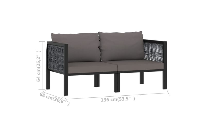 2-Personers Sofa Med Hynder Polyrattan Antracitgrå - Havemøbler - Loungemøbler - Loungesofaer
