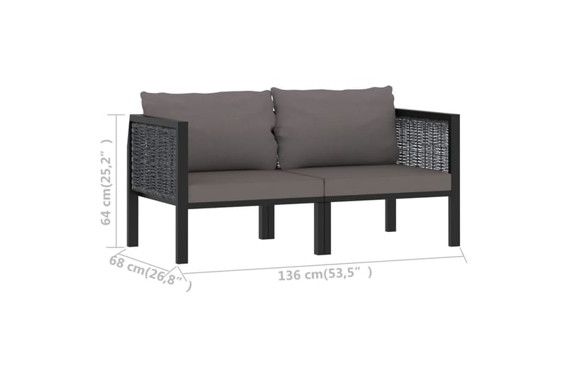 2-Personers Sofa Med Hynder Polyrattan Antracitgrå - Loungesofaer - Havesofaer & bænke