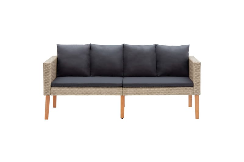 2-Personers Havesofa Med Hynder Polyrattan Beige - Beige - Havemøbler - Loungemøbler - Loungesofaer