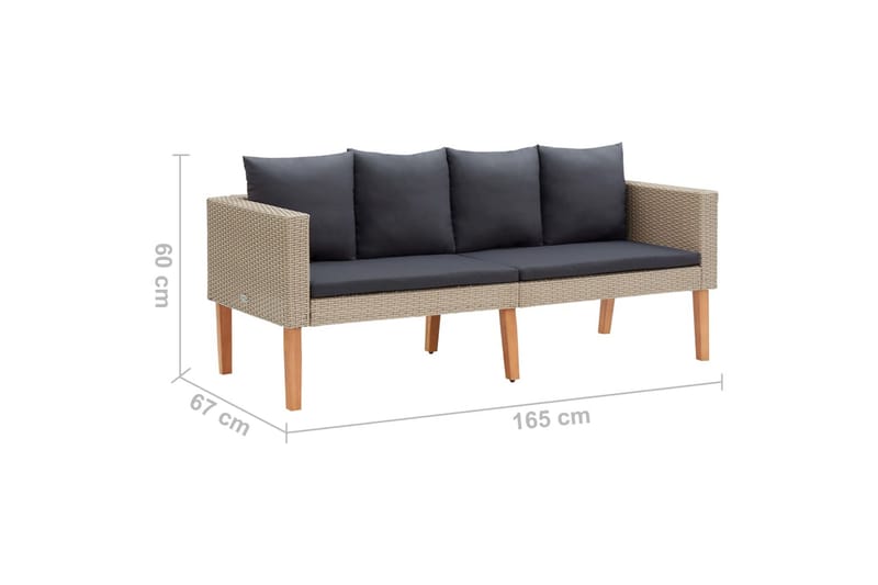 2-Personers Havesofa Med Hynder Polyrattan Beige - Beige - Havemøbler - Loungemøbler - Loungesofaer