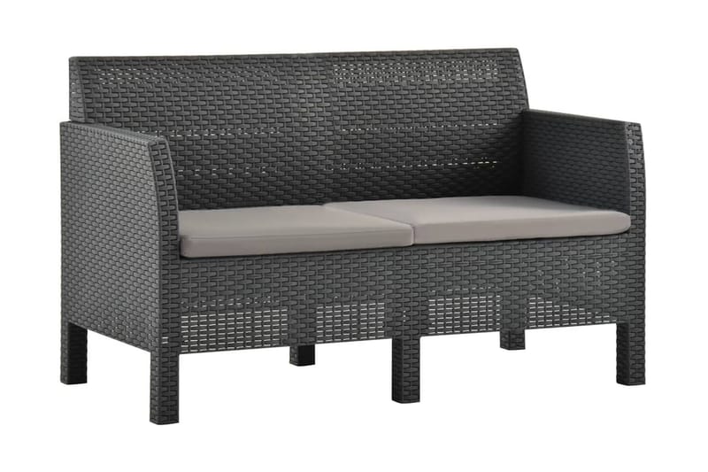 2-pers. havesofa med hynder PP antracitgrå - Antracit - Havemøbler - Loungemøbler - Loungesofaer