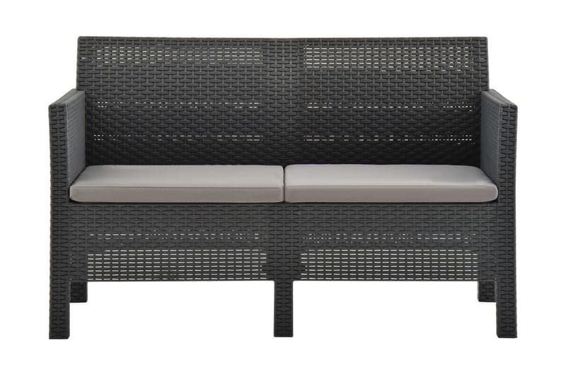 2-pers. havesofa med hynder PP antracitgrå - Antracit - Havemøbler - Loungemøbler - Loungesofaer