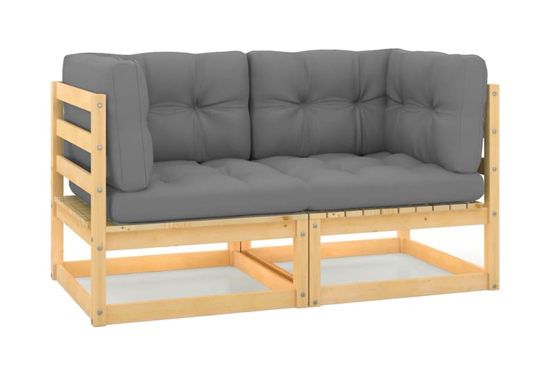 2-personers havesofa m. hynder massivt fyrretræ - Brun - Havemøbler - Loungemøbler - Loungesofaer