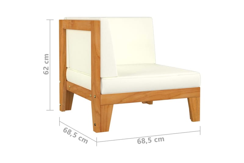 2-personers sofa med cremehvide hynder massivt akacietræ - Brun - Havemøbler - Loungemøbler - Loungesofaer