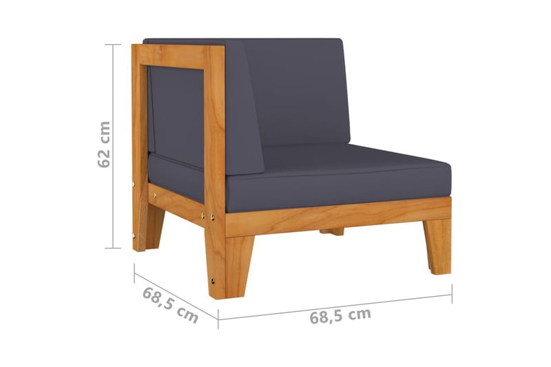 2-personers sofa med mørkegrå hynder massivt akacietræ - Brun - Havemøbler - Loungemøbler - Loungesofaer