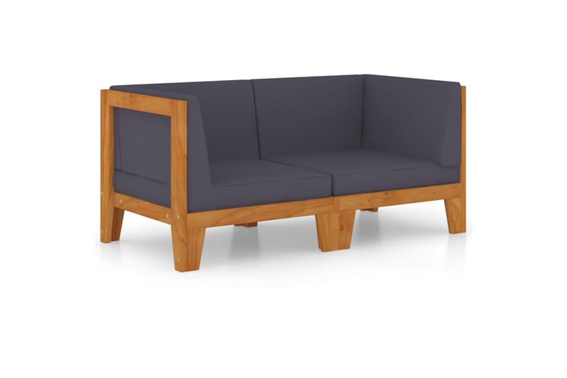 2-personers sofa med mørkegrå hynder massivt akacietræ - Brun - Havemøbler - Loungemøbler - Loungesofaer