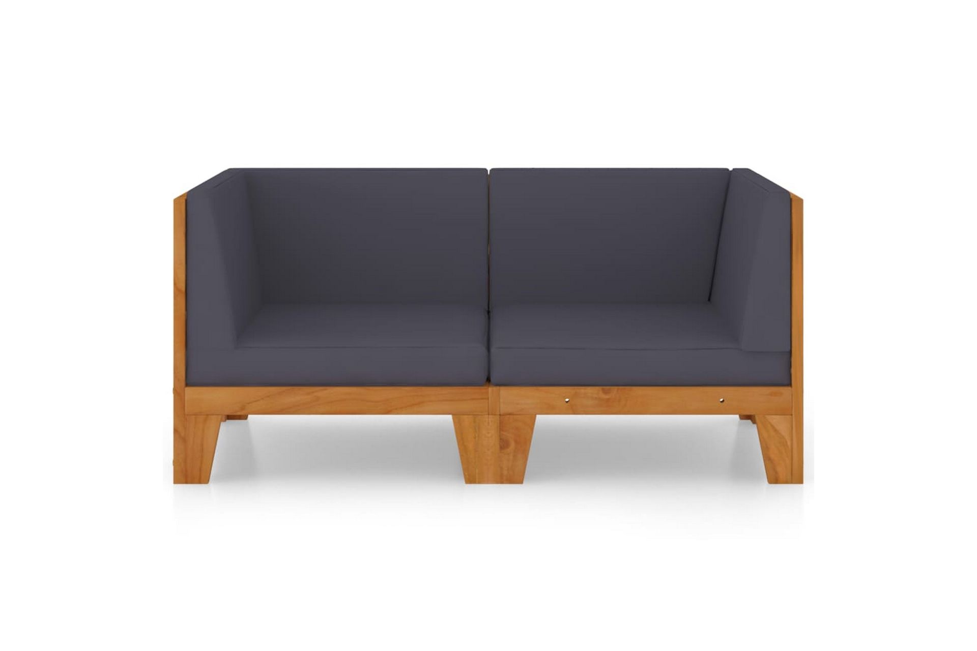 2-personers sofa med mørkegrå hynder massivt akacietræ - Brun - Havemøbler - Loungemøbler - Loungesofaer