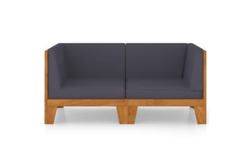 2-personers sofa med mørkegrå hynder massivt akacietræ - Brun - Havemøbler - Loungemøbler - Loungesofaer