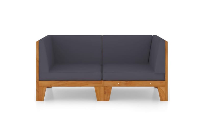 2-personers sofa med mørkegrå hynder massivt akacietræ - Brun - Havemøbler - Loungemøbler - Loungesofaer
