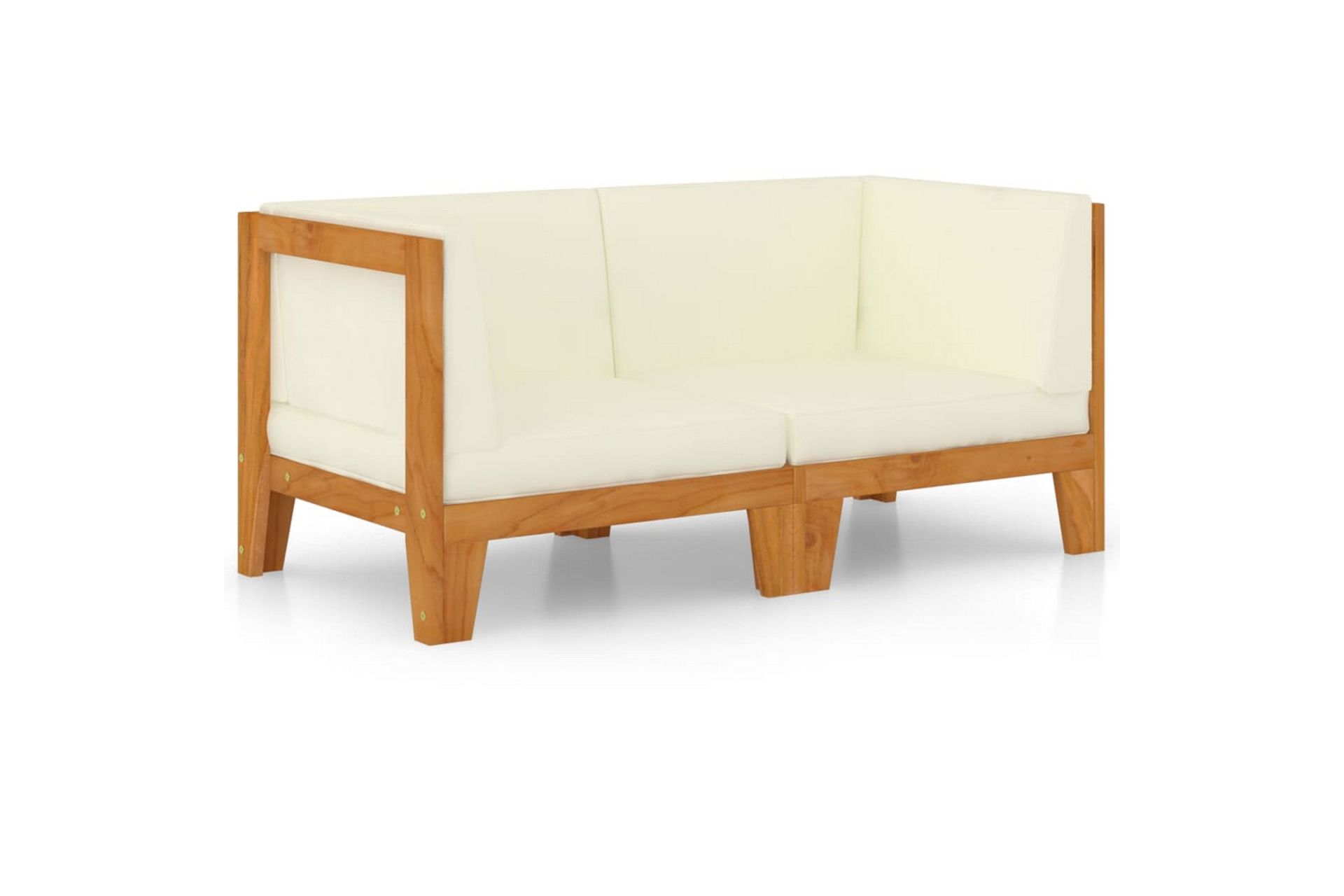 2-personers sofa med cremehvide hynder massivt akacietræ - Brun - Havemøbler - Loungemøbler - Loungesofaer