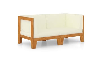 2-personers sofa med cremehvide hynder massivt akacietræ - Brun - Havemøbler - Loungemøbler - Loungesofaer