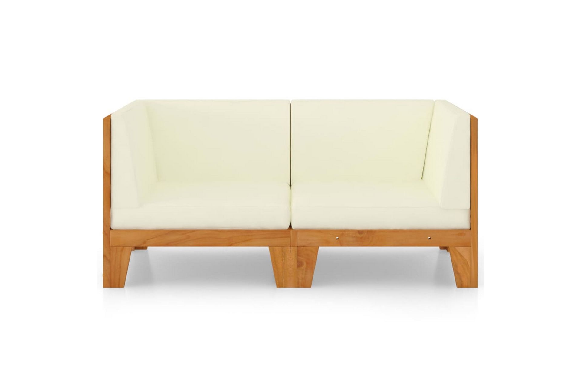 2-personers sofa med cremehvide hynder massivt akacietræ - Brun - Havemøbler - Loungemøbler - Loungesofaer