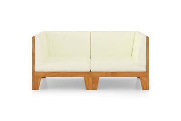 2-personers sofa med cremehvide hynder massivt akacietræ - Brun - Havemøbler - Loungemøbler - Loungesofaer