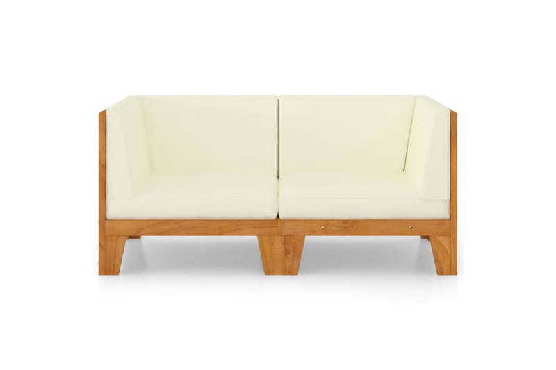 2-personers sofa med cremehvide hynder massivt akacietræ - Brun - Havemøbler - Loungemøbler - Loungesofaer