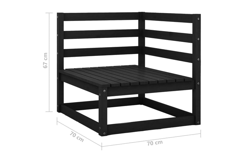 2-personers havesofa med hynder massivt fyrretræ sort - Sort - Loungesofaer - Havesofaer & bænke