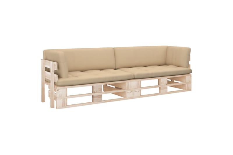 2-personers pallesofa med hynder imprægneret fyrretræ - Brun - Havemøbler - Loungemøbler - Loungesofaer