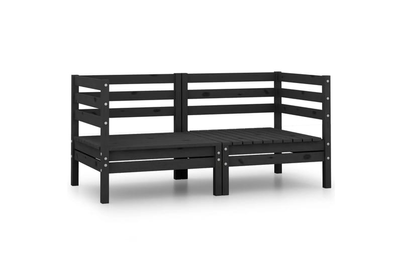 2-personers havesofa massivt fyrretræ sort - Sort - Havemøbler - Loungemøbler - Loungesofaer