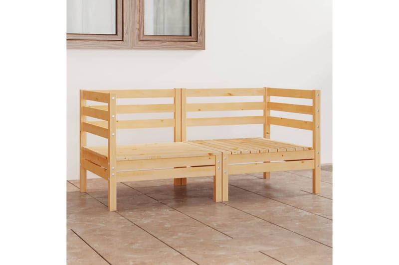 2-personers havesofa massivt fyrretræ - Brun - Havemøbler - Loungemøbler - Loungesofaer