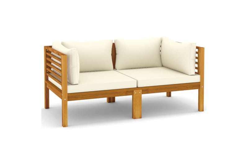 2-personers havesofa med hynder massivt akacietræ - Brun - Havemøbler - Loungemøbler - Loungesofaer