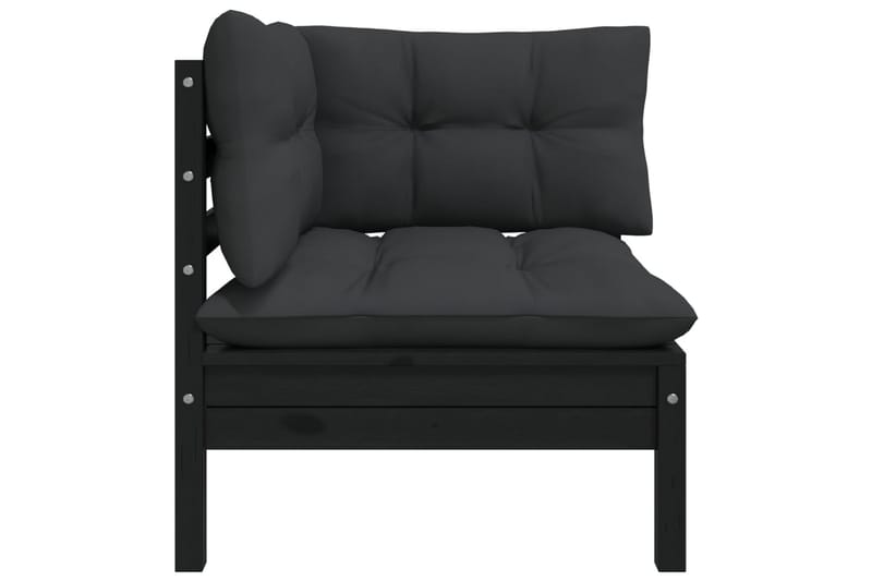 2-personers havesofa med hynder sort massivt fyrretræ - Sort - Havemøbler - Loungemøbler - Loungesofaer