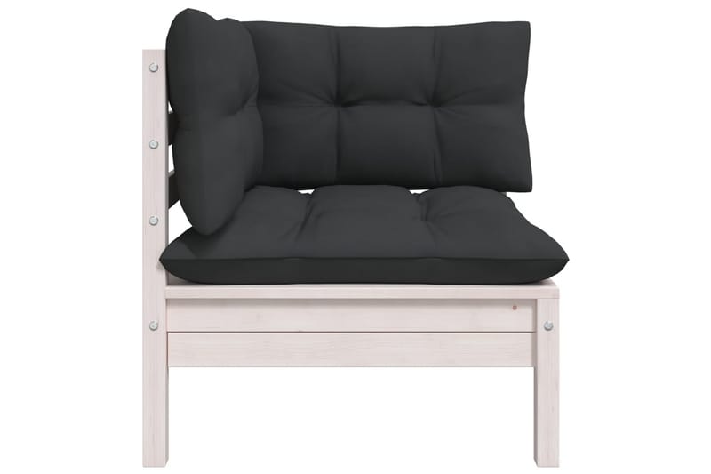 2-personers havesofa med hynder Hvid massivt fyrretræ - Hvid - Havemøbler - Loungemøbler - Loungesofaer