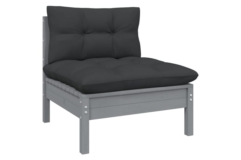 2-personers havesofa med antracitgrå hynder massivt fyrretræ - Grå - Havemøbler - Loungemøbler - Loungesofaer
