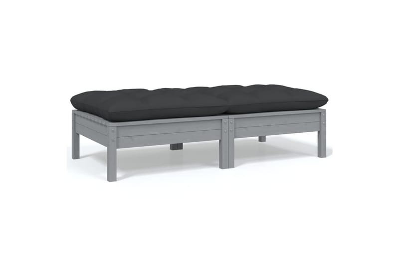 2-personers havesofa med hynder massivt fyrretræ grå - Grå - Havemøbler - Loungemøbler - Loungesofaer