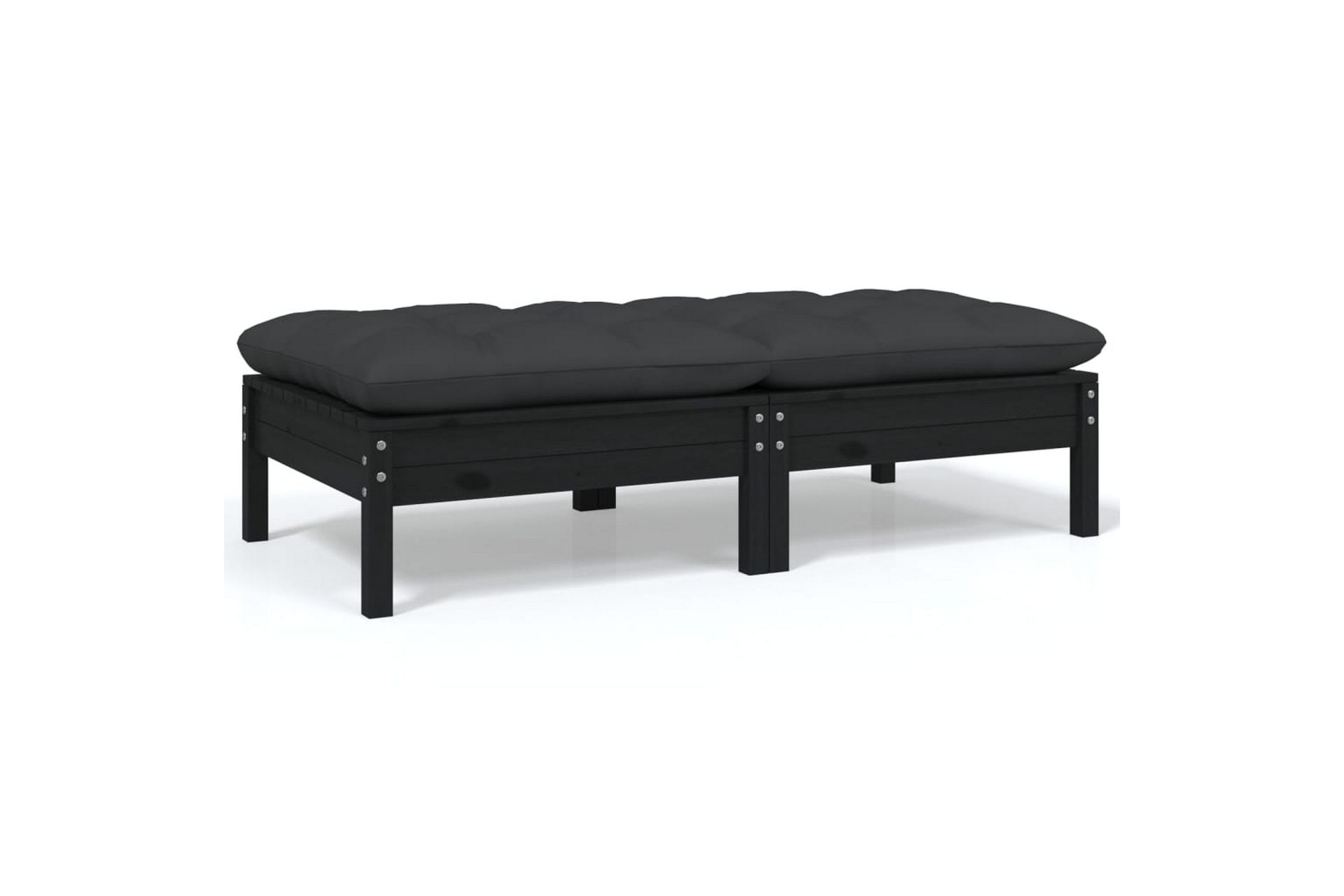 2-personers havesofa med hynder massivt fyrretræ sort - Sort - Havemøbler - Loungemøbler - Loungesofaer