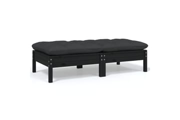 2-personers havesofa med hynder massivt fyrretræ sort - Sort - Havemøbler - Loungemøbler - Loungesofaer